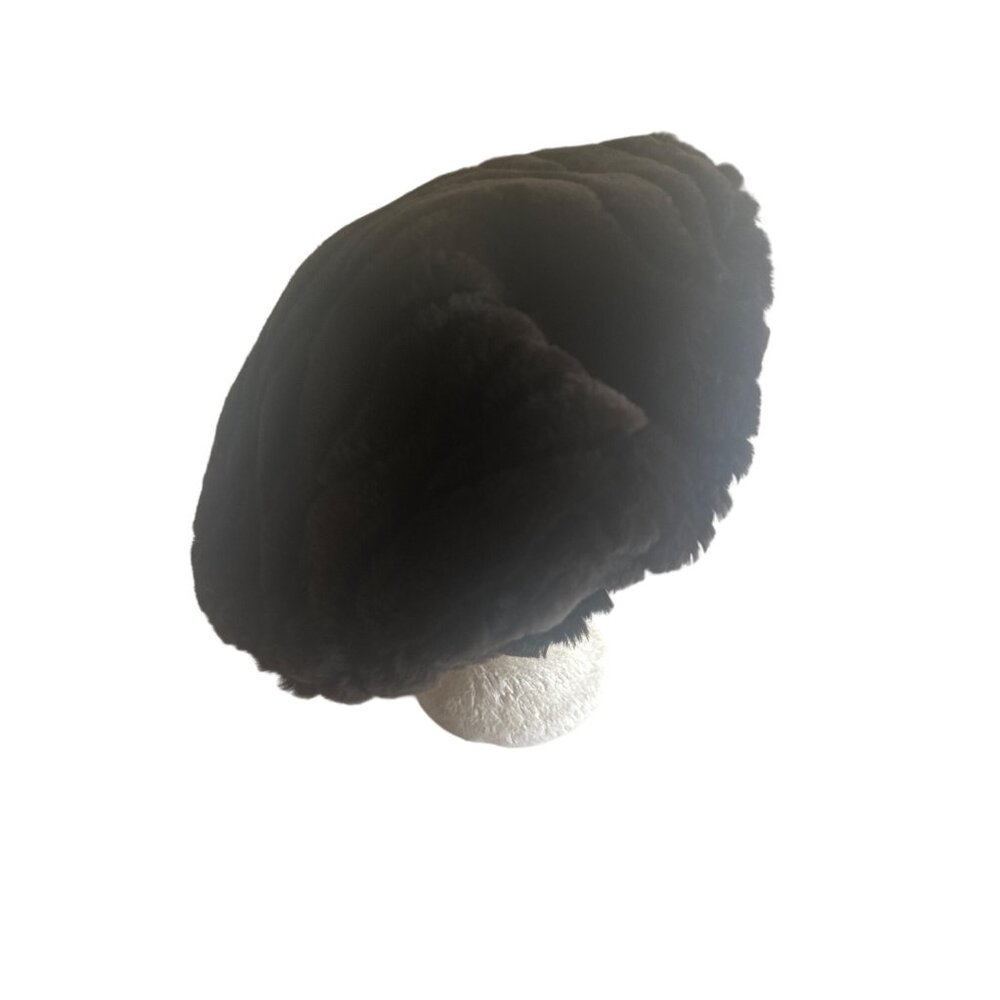 Brown Faux Fur Beret Hat One Size Made in USA